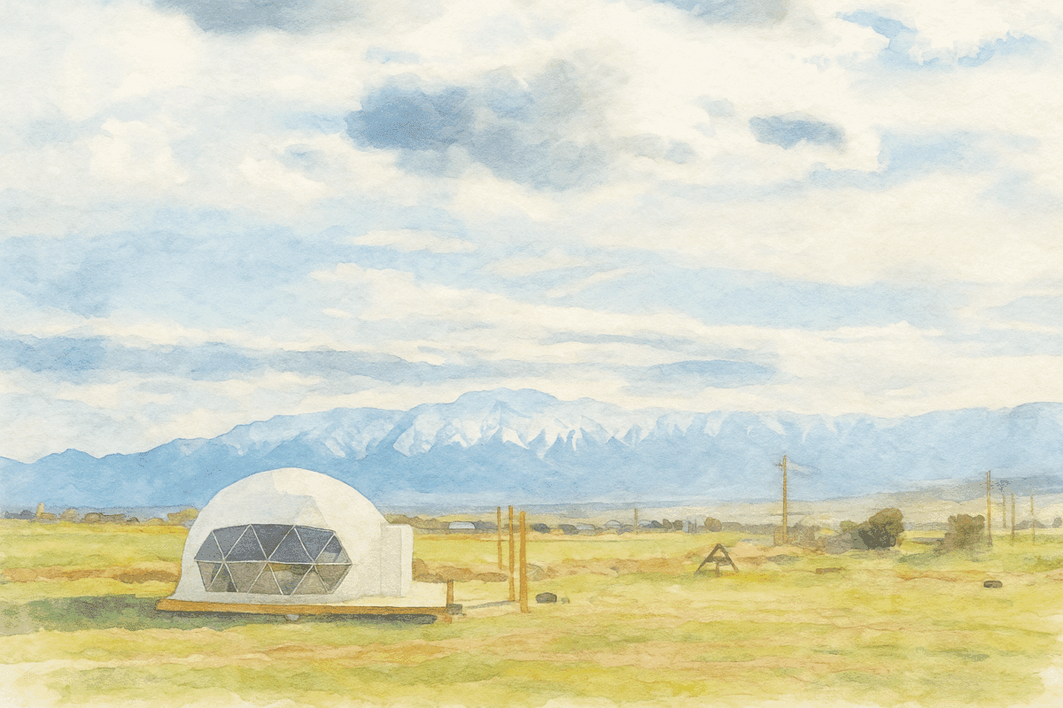 Watercolor of Dome at Little Village Retreat